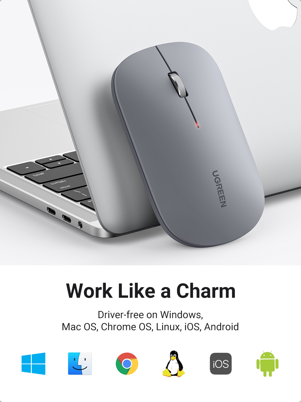UGREEN Mouse Bluetooth 5.0 Wireless Mouse 4000 DPI Silent Click 2 Mode Mute Mice For MacBook PC Tablet Laptop Mouse. 