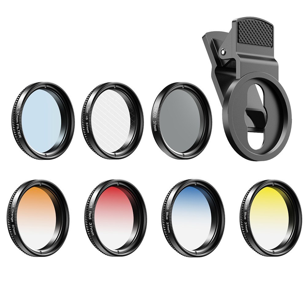 APEXEL APL-37UV-7G Professional 7in1 Phone Graduated Lens Filter Kit - black