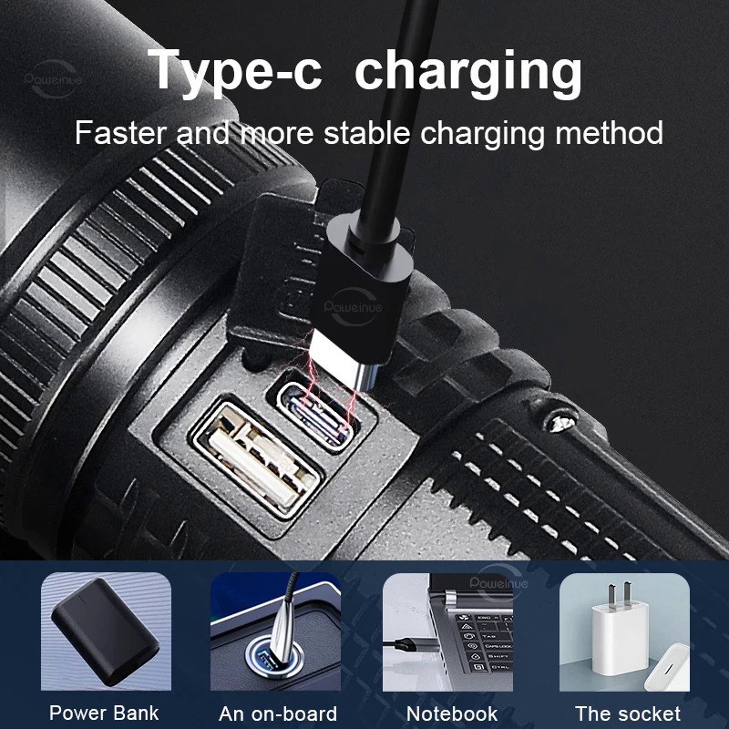 1000000 Lumens 500W NEW Wick Powerful Flashlight Rejected Tactical Flash Light Long Range 3000M Search Lamp With Side Light. 