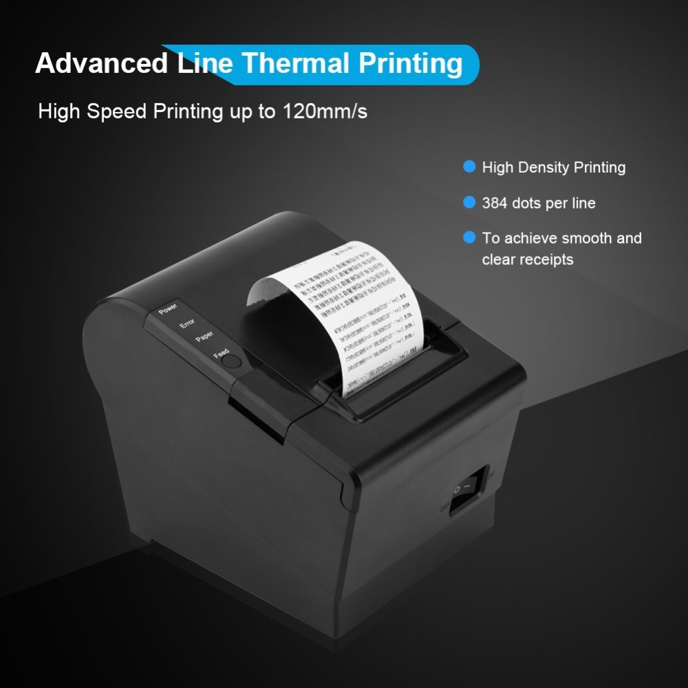 3-inch Receipt POS Printer with Auto Cutter | Desktop Direct Thermal Printer (80mm) | Bluetooth USB Connectivity | High-Speed Printing | Compatible with ESC/POS for Retail Stores, Grocery Stores, Clothing Shops, Supermarket, Cafe. 