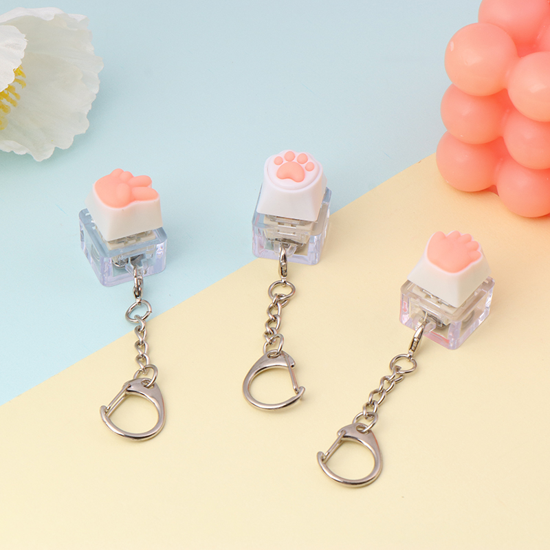 Creative Pink Cat Claw Keycap LED Mechanical Keyboard Keychain Backpack Pendant Mystic. 