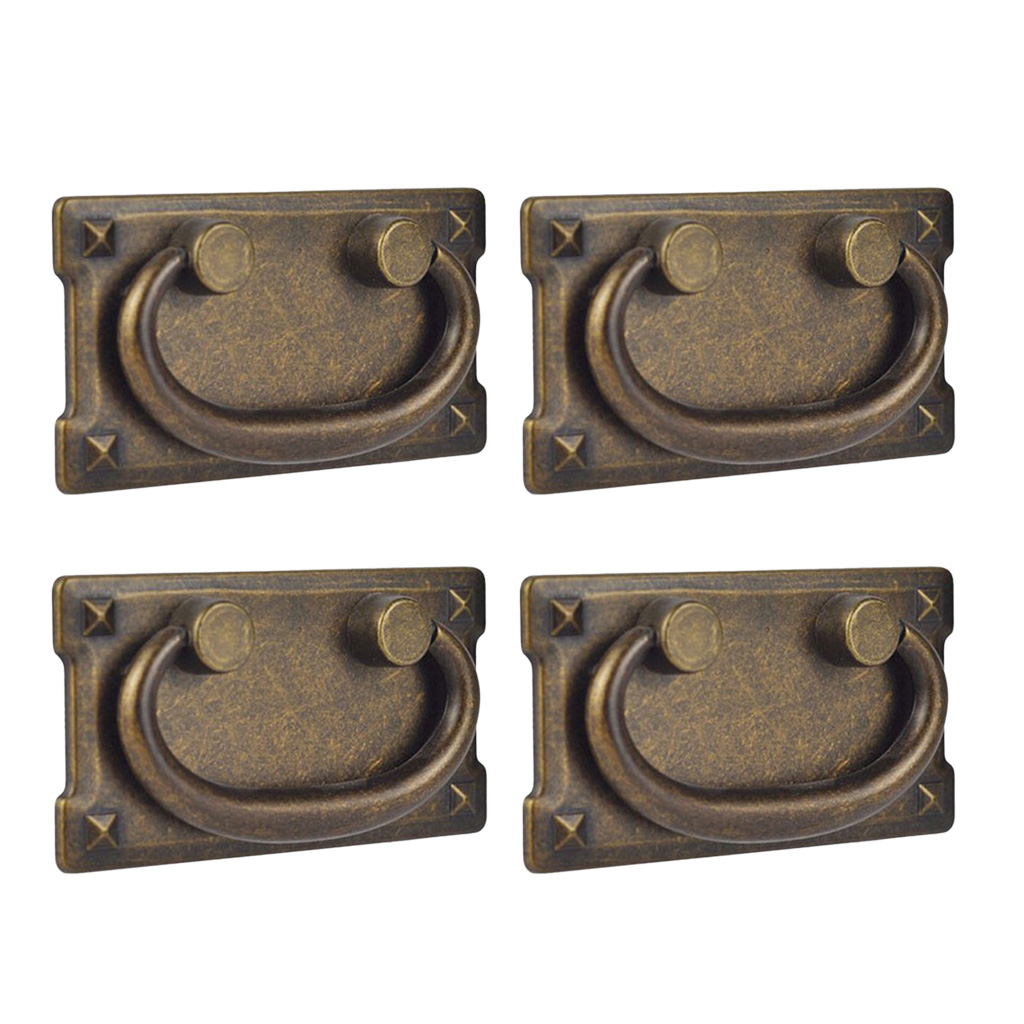 Delicate product 4Pcs Vintage Antique Bronze Drawer Ring Pull Handles, Cabinet Door Furniture Handle Decoration