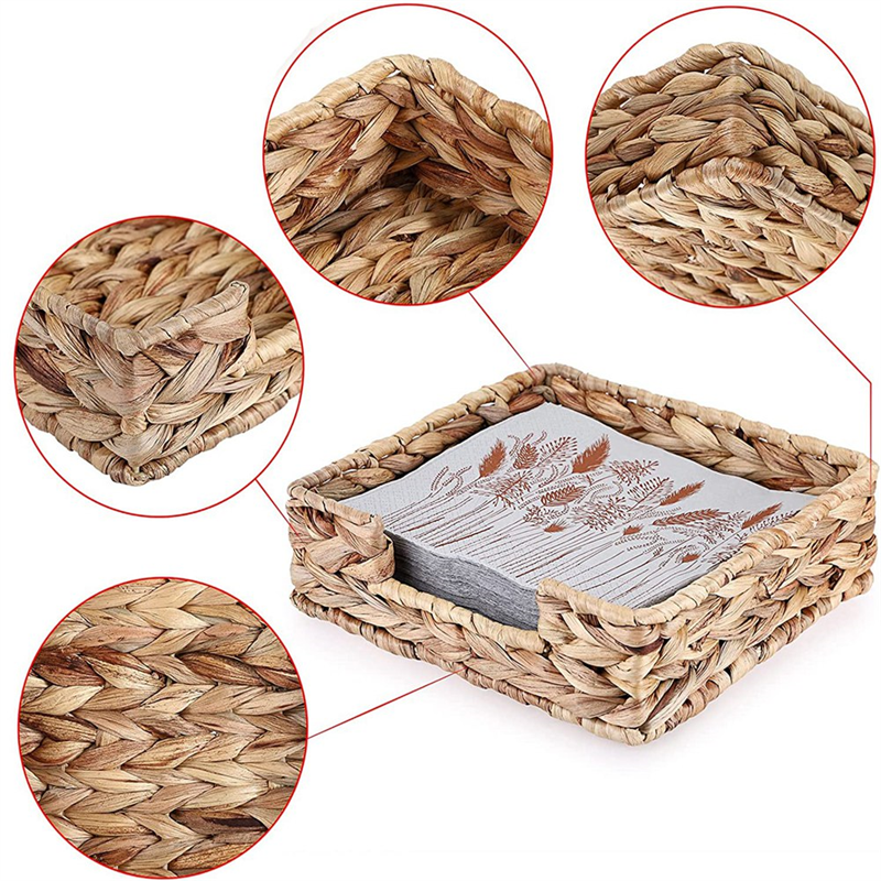 2PCS Bathroom Disposable Guest Towel Holder Long Seagrass Woven Rattan Wicker Table Hand Guest Towel Basket Tray,L. 