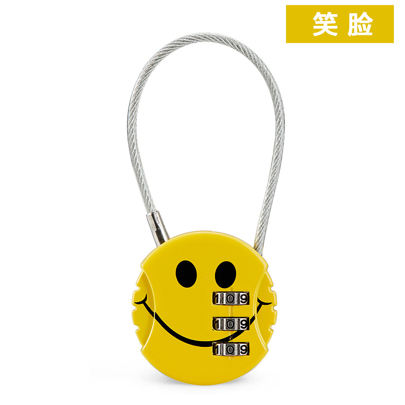 Small Portable Luggage Anti-theft Combination Lock Cartoon Puppy Round Wire Lock Cabinet Bicycle Lock Wholesale