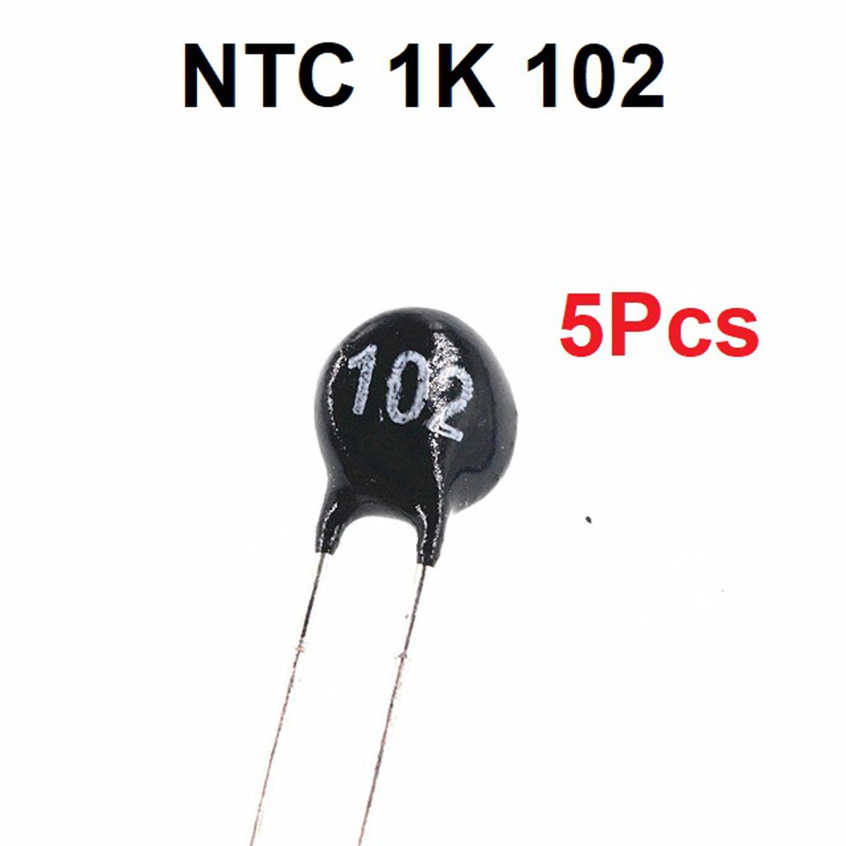 5Pcs- NTC 1K 102 5mm Leaded Epoxy Coated Thermistor Temperature Sensor NTC 1K NTC Thermal Resistor Thermistor 102 1K Ohm 2 Pin Leads For Arduino