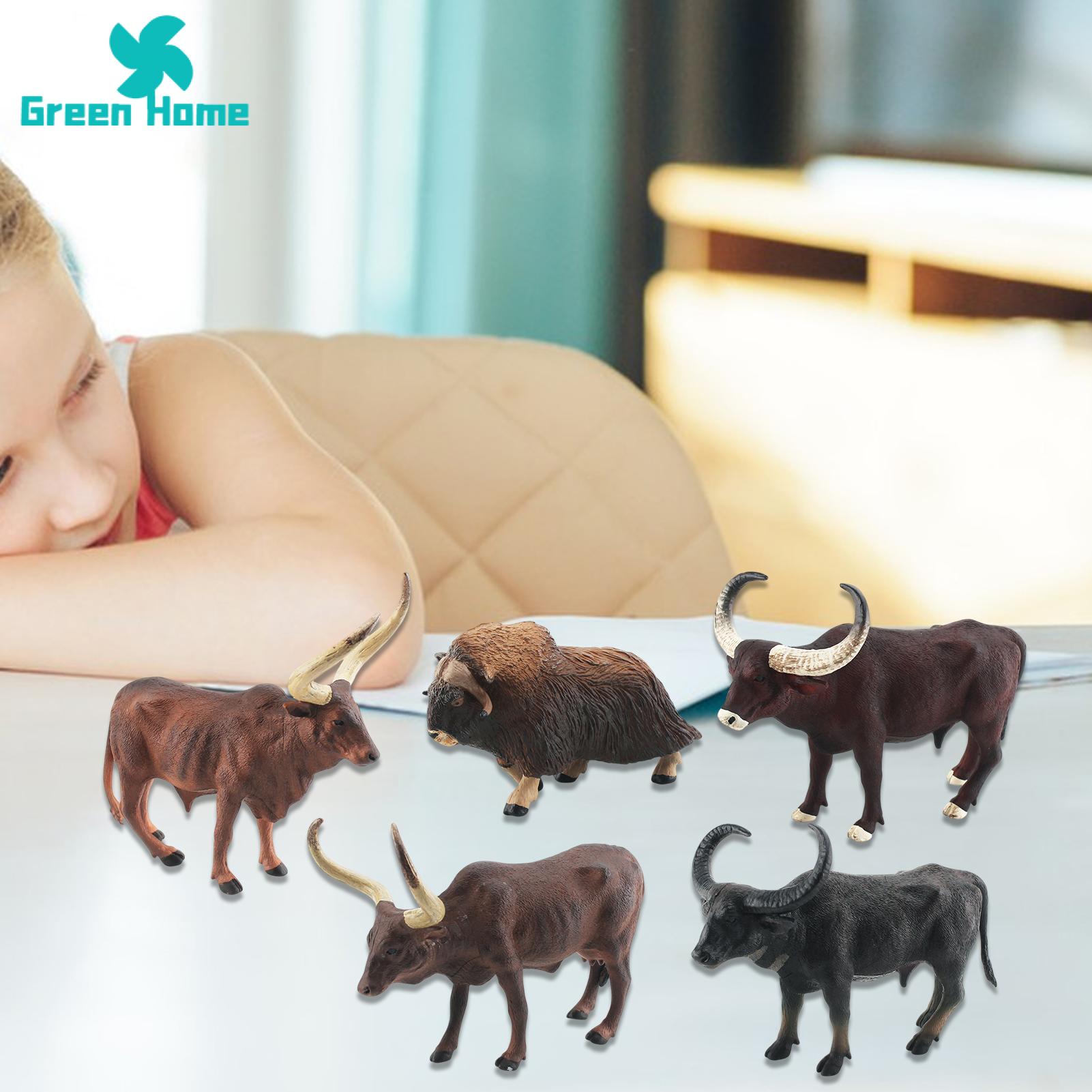 Green Home Cattle Model Water Buffalos Cattle Figurine Model Desktop Decoration. 
