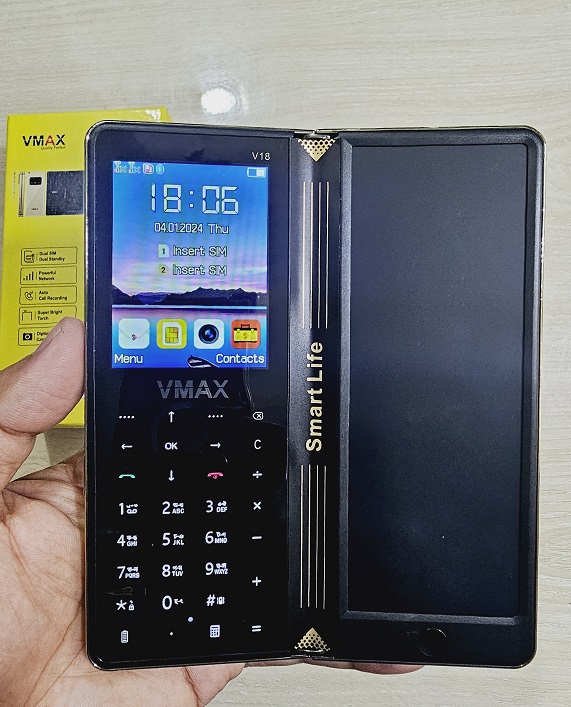 Vmax V18 Notepad Fold Phone With Warranty. 