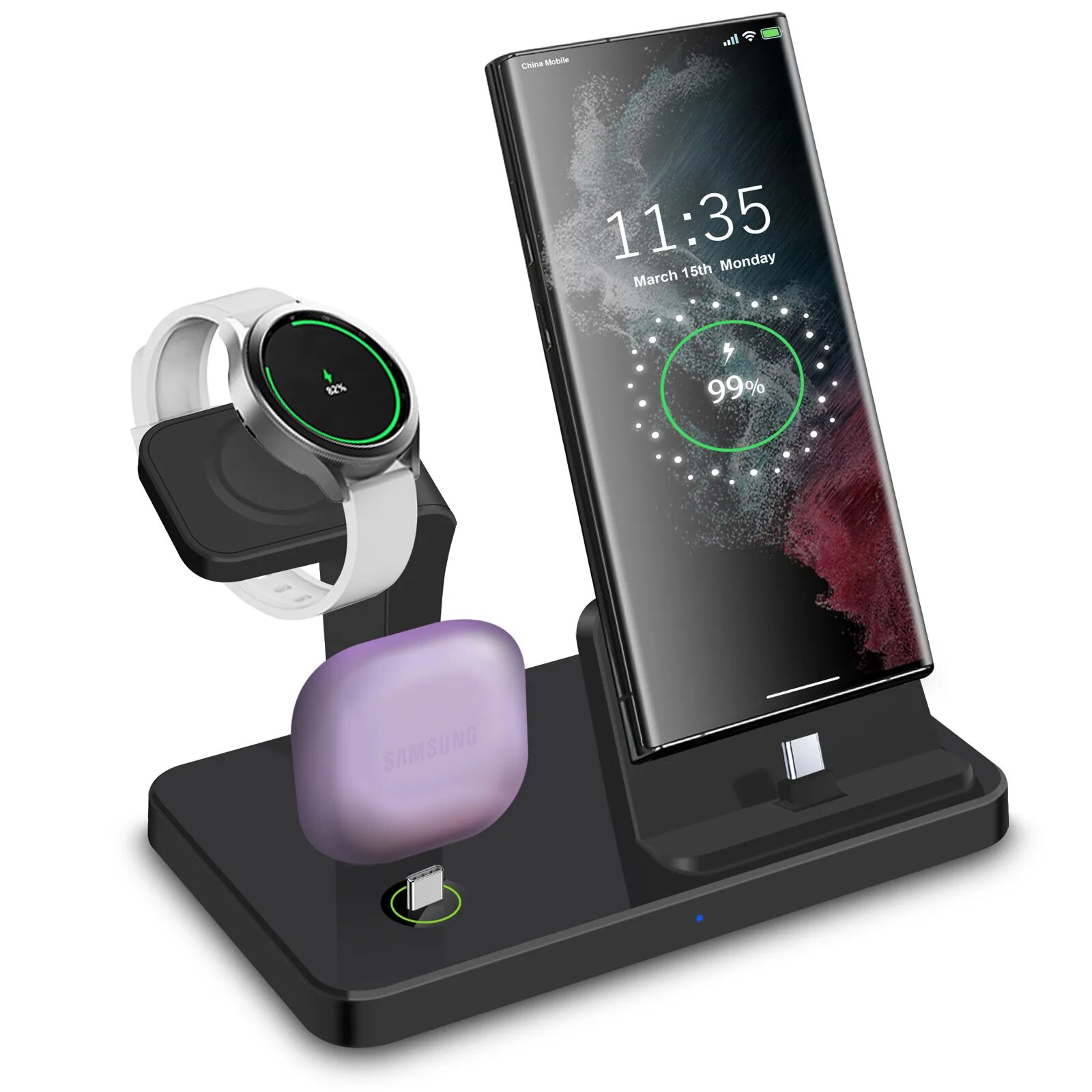 Charging Station for Samsung S23 Ultra S22 S21 Note20 10 Z Flip Fold 3 in 1 Fast Wireless Charger For Galaxy Watch 5 Pro 4 Buds. 