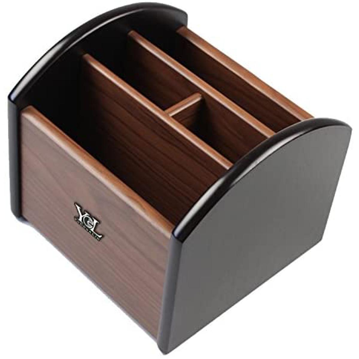 Rotating remote control holder, pen holder for desk,Wooden remote storage Organizer,TV remote control caddy@YCL872R Pen container