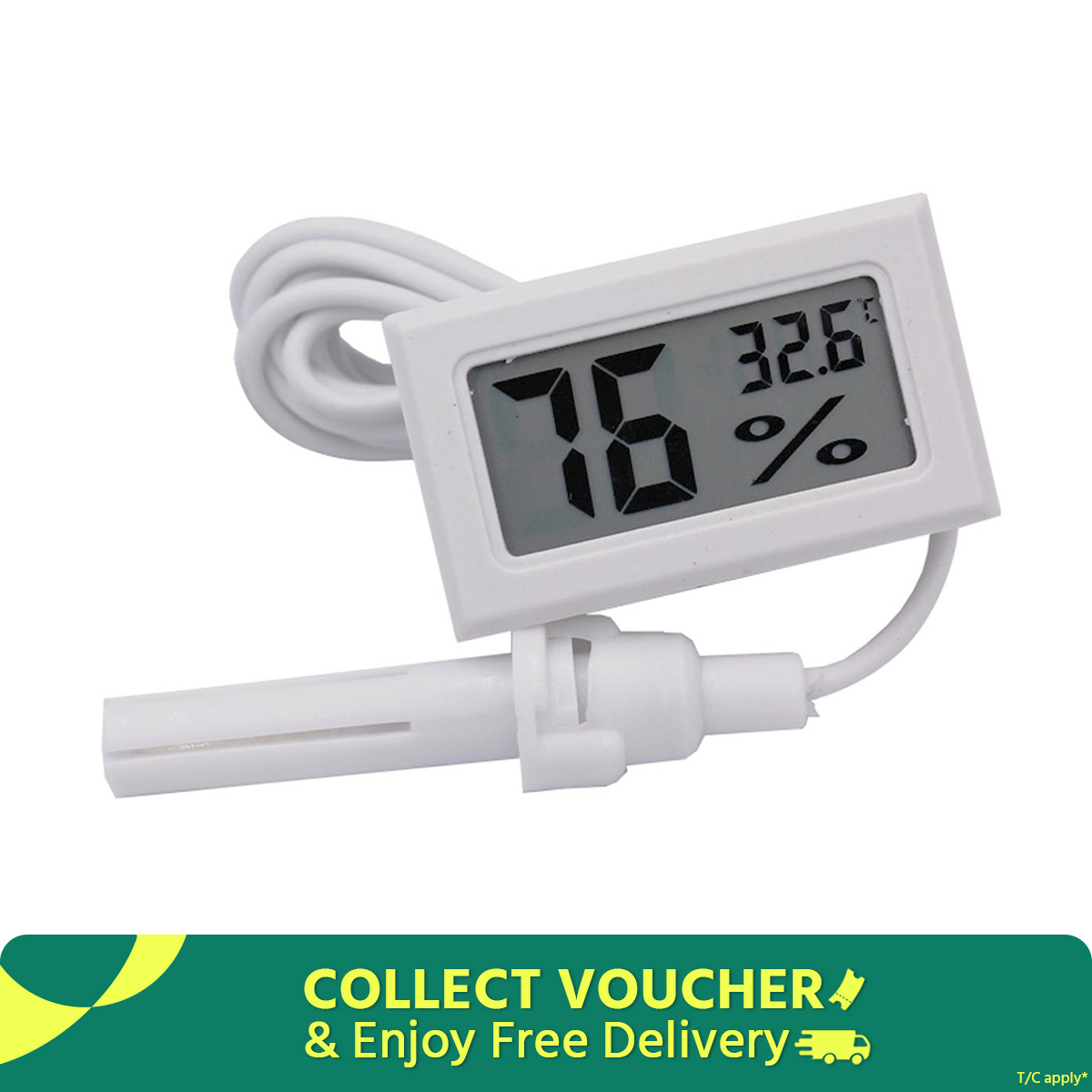 Digital Thermometer Hygrometer - Portable Mini LCD Temperature Humidity Meter - Comes with a Probe and Batteries - Handy Environmental Monitoring. 