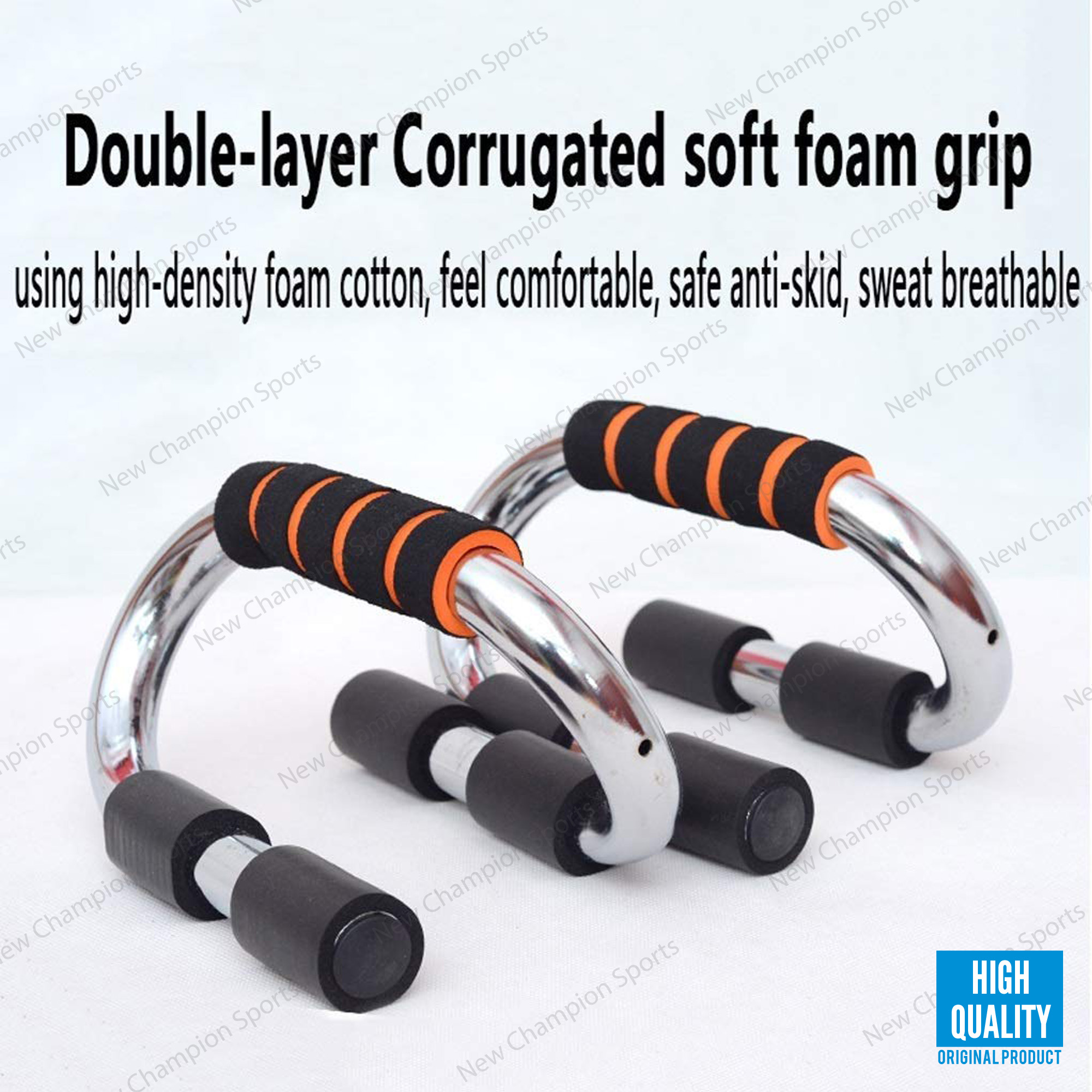 Fitness Push up Bar Stands Pushup Chest Bar Strong Chrome Steel Pushup Stands with Comfortable Foam Grip and Non-Slip Bars. 