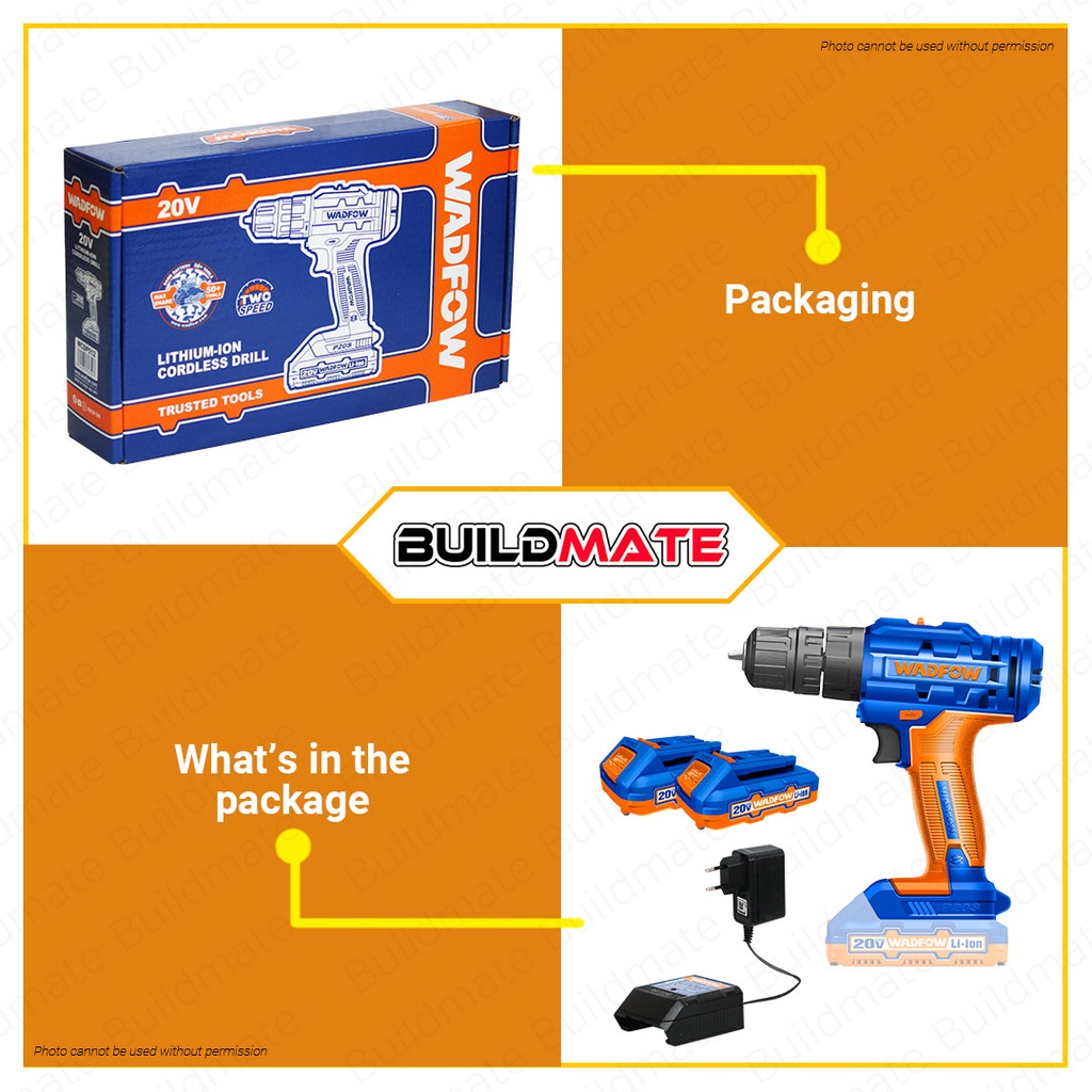 Lithium-ion cordless drill  20V  WADFOW-WCDP512. 