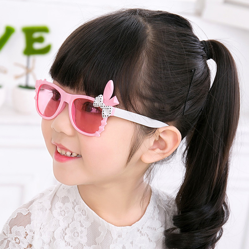 Cartoon cute children's sunglasses, rabbit ears bow baby sunglasses, transparent color film children's sunglasses