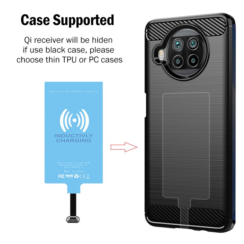 Wireless Charger & Type-C Receiver for Samsung Galaxy A20 A30 A50 A60 A70 A90 5G Qi Wireless Charging Adapter USBC Connector BQ. 