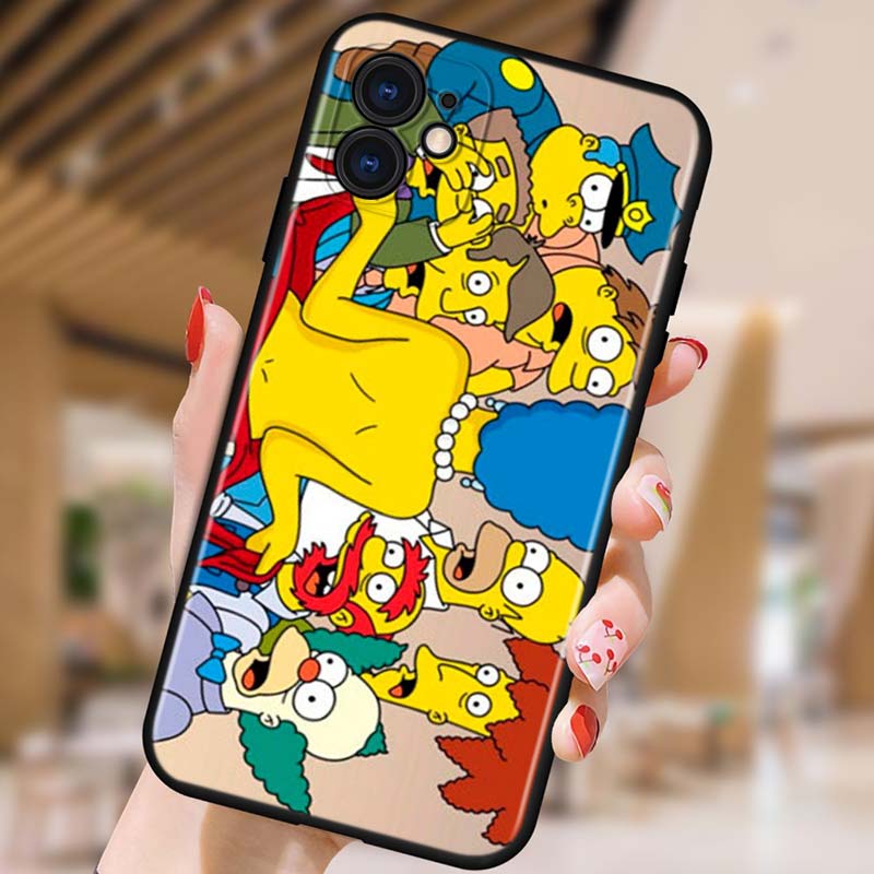 The Simpsons For Apple iPhone 15 14 13 12 11 Pro Max Mini XS X XR 7 8 6 Plus 5S Silicone Black Phone Case Coque Capa. 