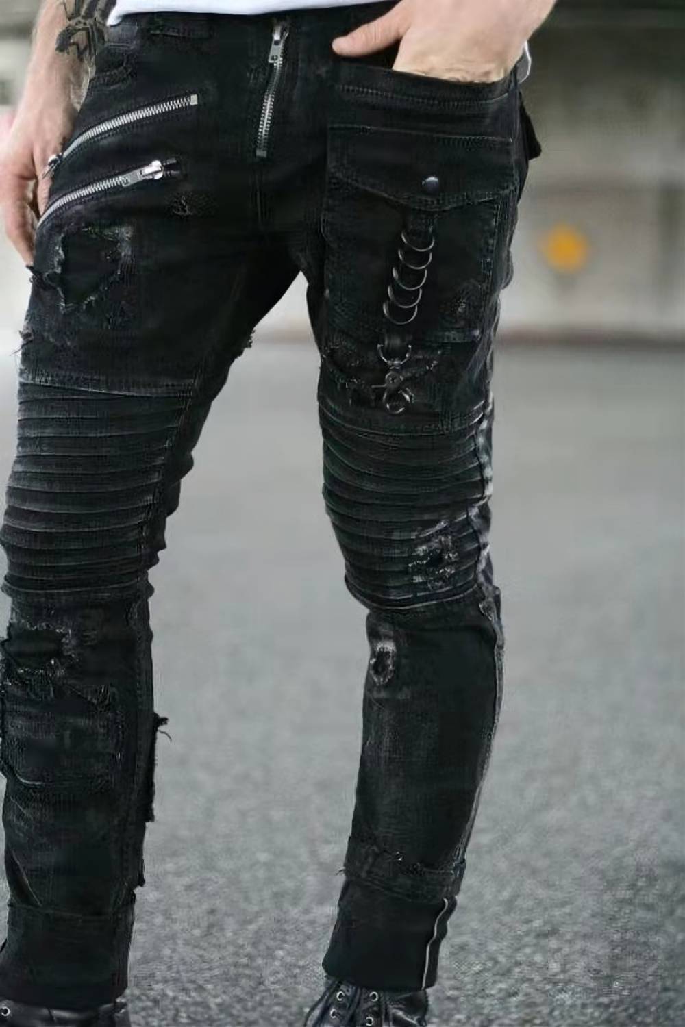 Straight Jeans Men Punk Skinny Denim Pants Spring Summer Boyfriend