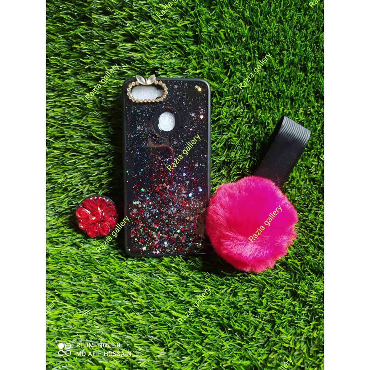 Oppo A5s/A12/F9/F9s for Ladies cover + Pop Up Socket + Pom Pom