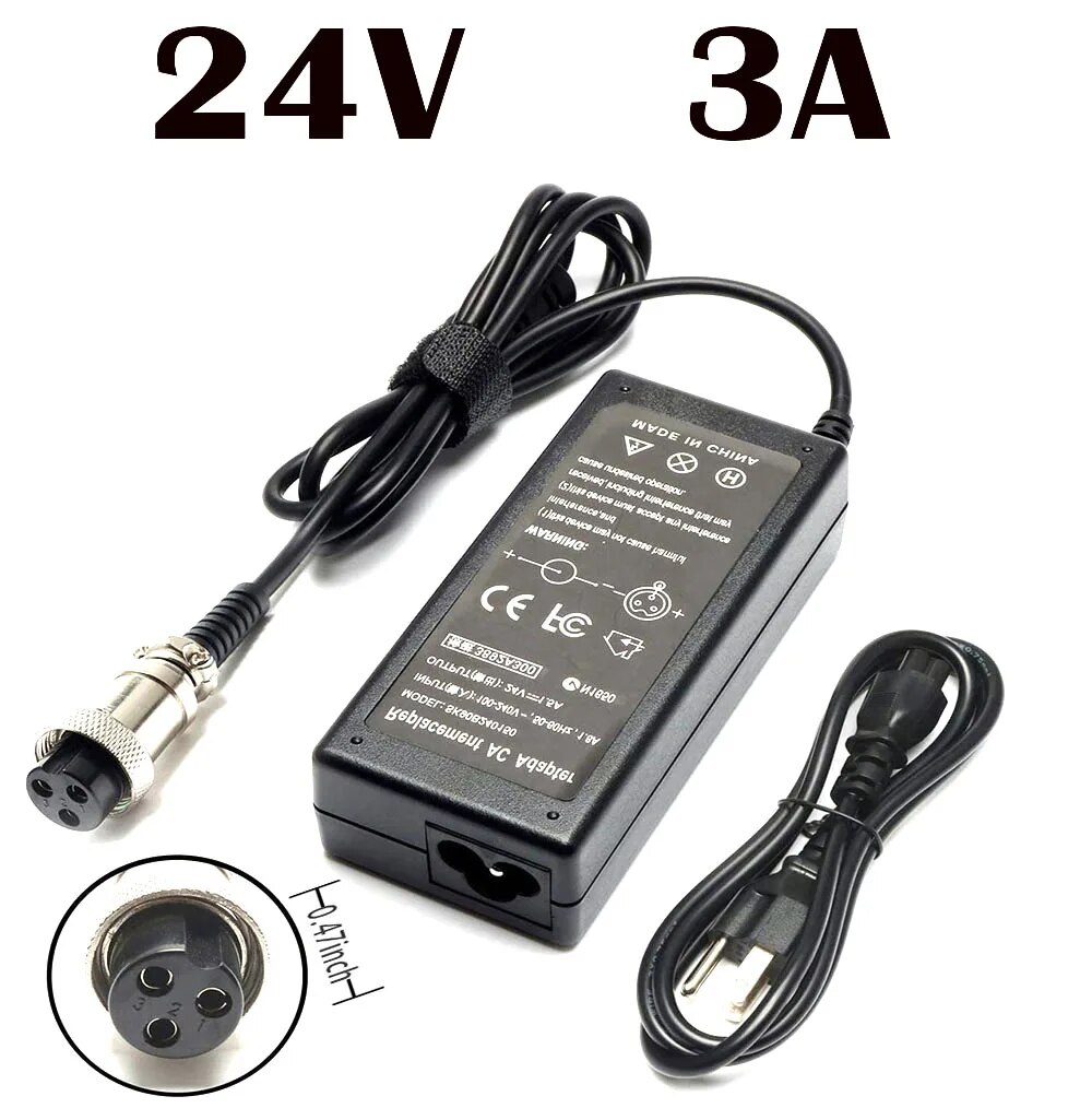 24V 3A 5A Battery Charger for Razor E200, E300, PR200, Pocket Mod, Sports Mod, and Dirt Quad, Replace for Part# W13112099014. 