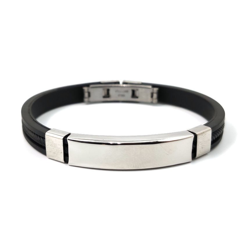 Sui Chang Single and Double Steel Wire Titanium Steel Bracelets Men's PU Korean Version Korean Smooth Wei Ye Line Bracelet Butterfly Buckle Products