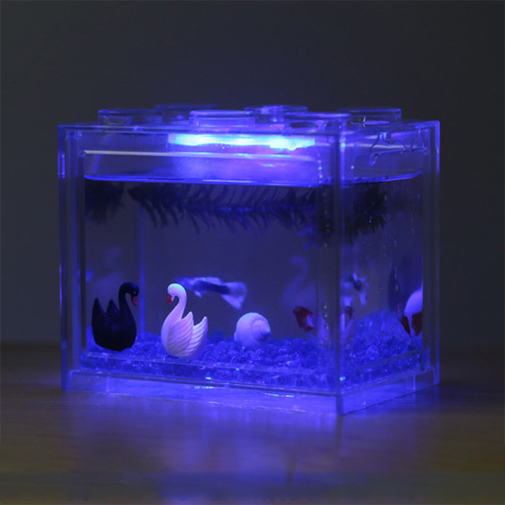 USB Mini Fish Tank Desktop LED Fish Tank Mini Aquarium Fish Tank ...
