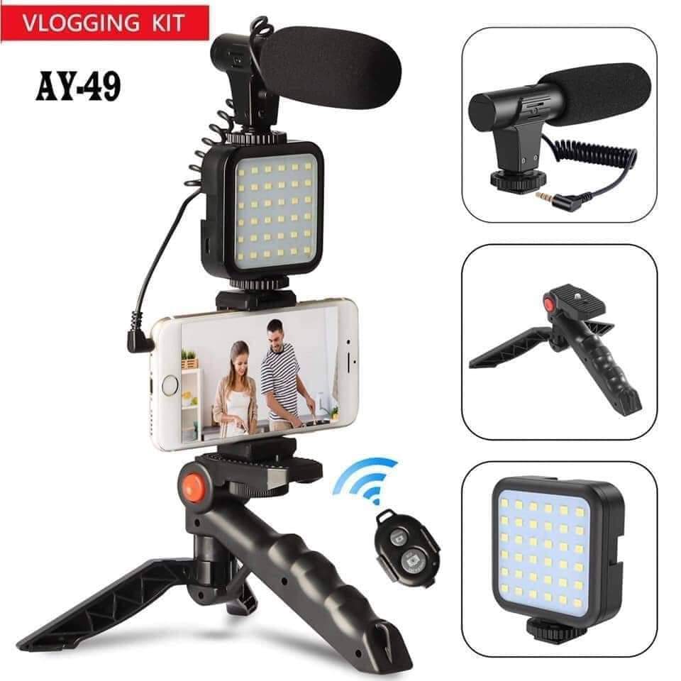 Video Making Kits AY-49 Remote Control Vlogging AY-49 remote control Video Kits Microphone LED Fill Light Mini Tripod. 