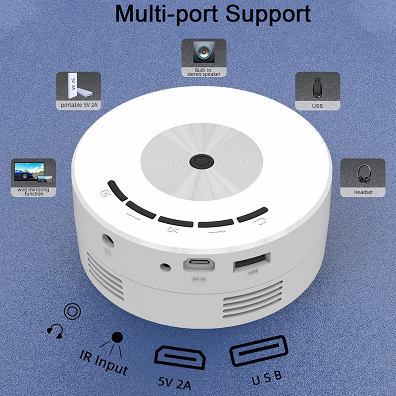 YT200 Mini Projector Portable Projectors LED Home Media Player Audio USB Video Same Screen Mirror. 