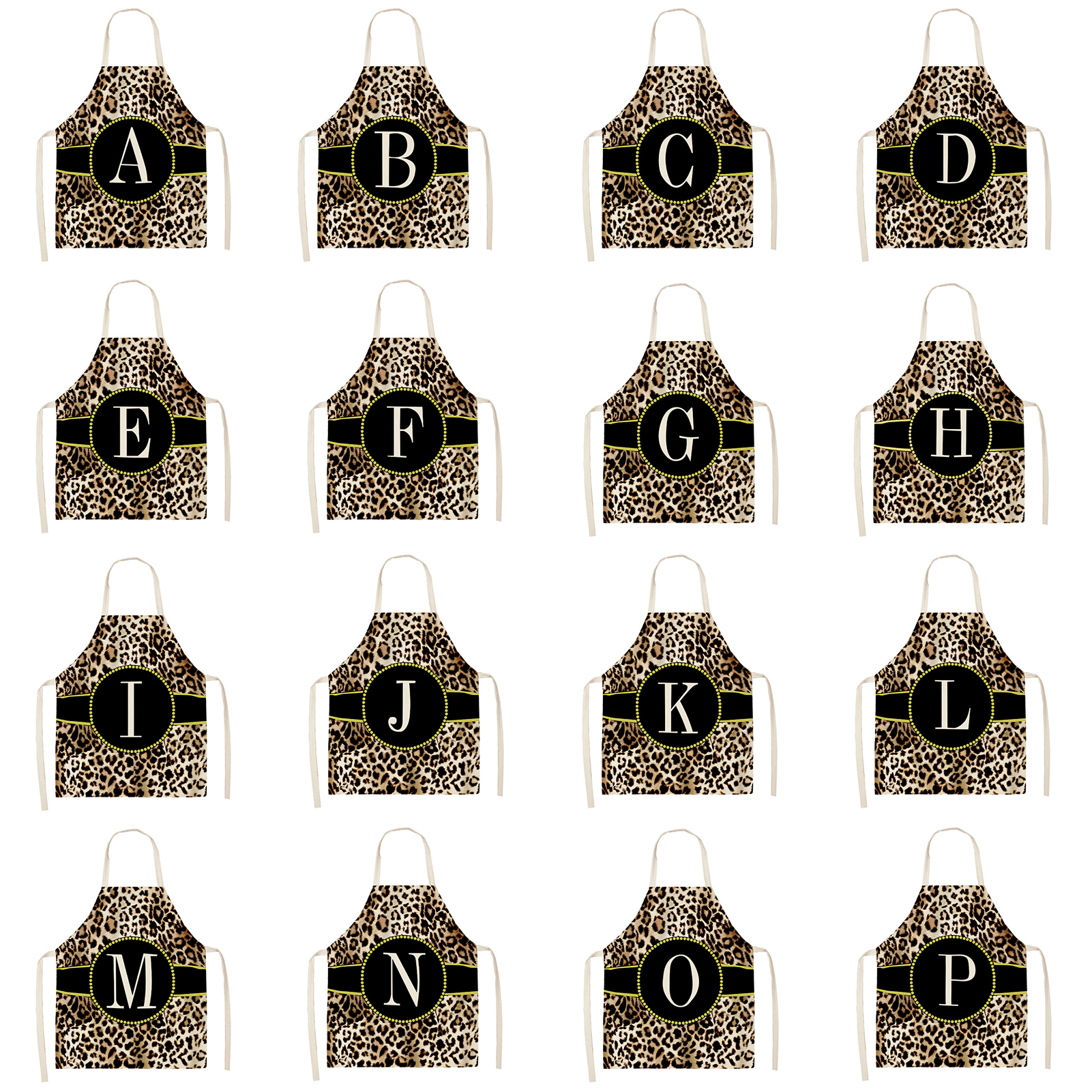 Kitcn Apron Anti-fading Leopard English Letter Pattern Cf Apron. 