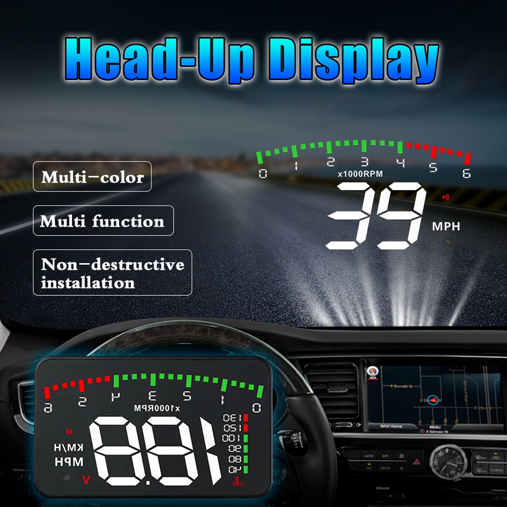 A900 Car HUD OBD RPM Meter Head-Up Display Car Accessories Multi-Display Car Digital Speed Engine RPM Water Temperature. 