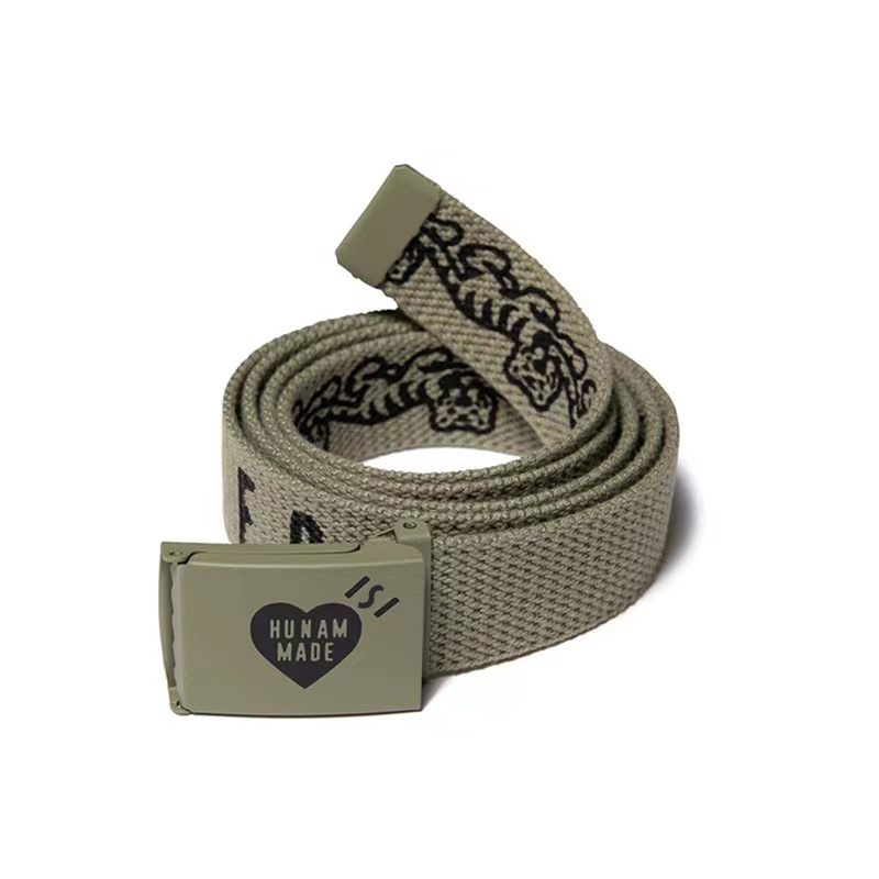 HUMAN MADE love metal buckle tiger string label canvas belt men's same style is young. 