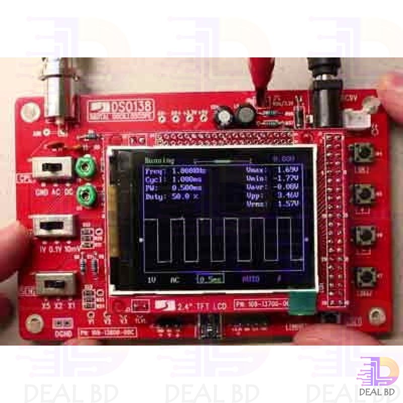 DSO138 2.4″ TFT Handheld Pocket Size Digital Oscilloscope Kit DSO138 Oscilloscope 2.4 Inch  TFT Display  Tools Sets. 