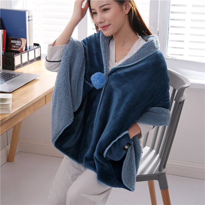 Multifunctional Lazy Shawl Blanket with Pockets for Men Kids and Women Warm Wearable Blankets Use Sofa Home Office. 