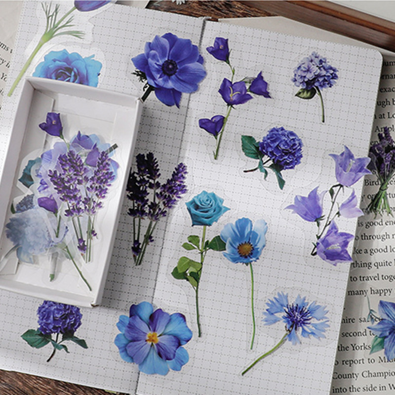 RHS Online 40PCS Rose Flowers Leaf Series PET Stickers Album Diary