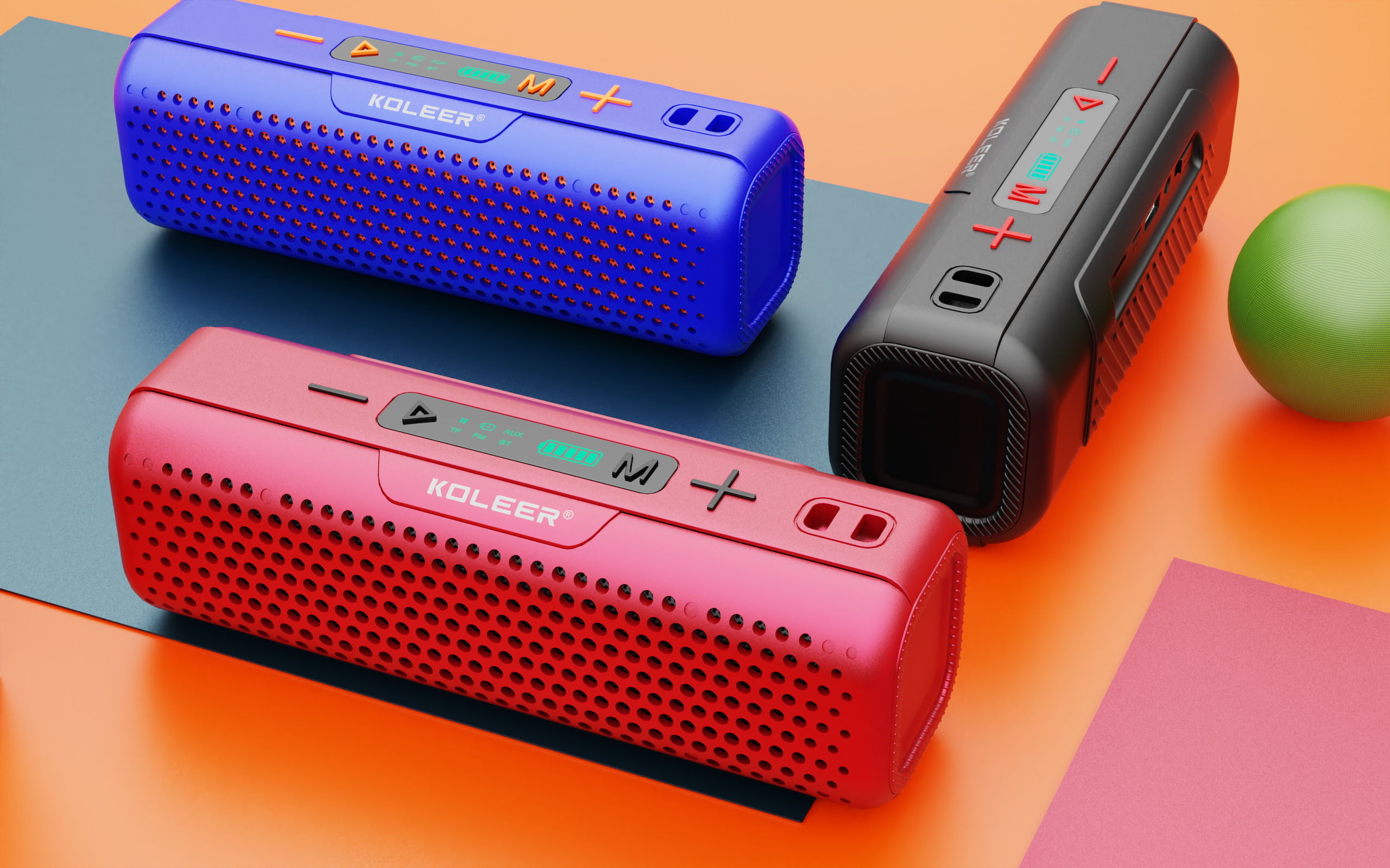 KOLEER S883 Bluetooth, AUX, USB & SD Card Supported Hi-Fi Sound Deep Bass Wireless Speaker With FM Radio. 
