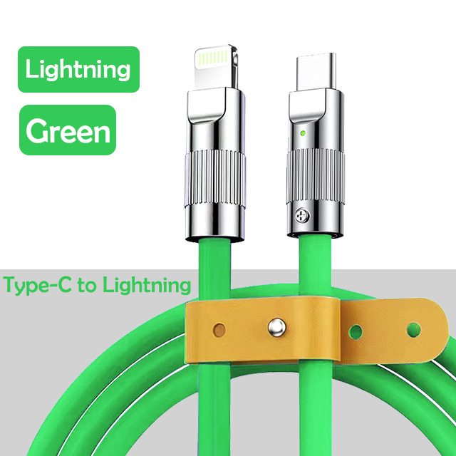 [Lightning for ip]DAMILE 120W 6A Super Fast Charge Liquid Silicone Cable Type-C Charger Data Cable For Xiaomi Huawei Samsung Zinc ip USB Bold Data Line 1.5m. 