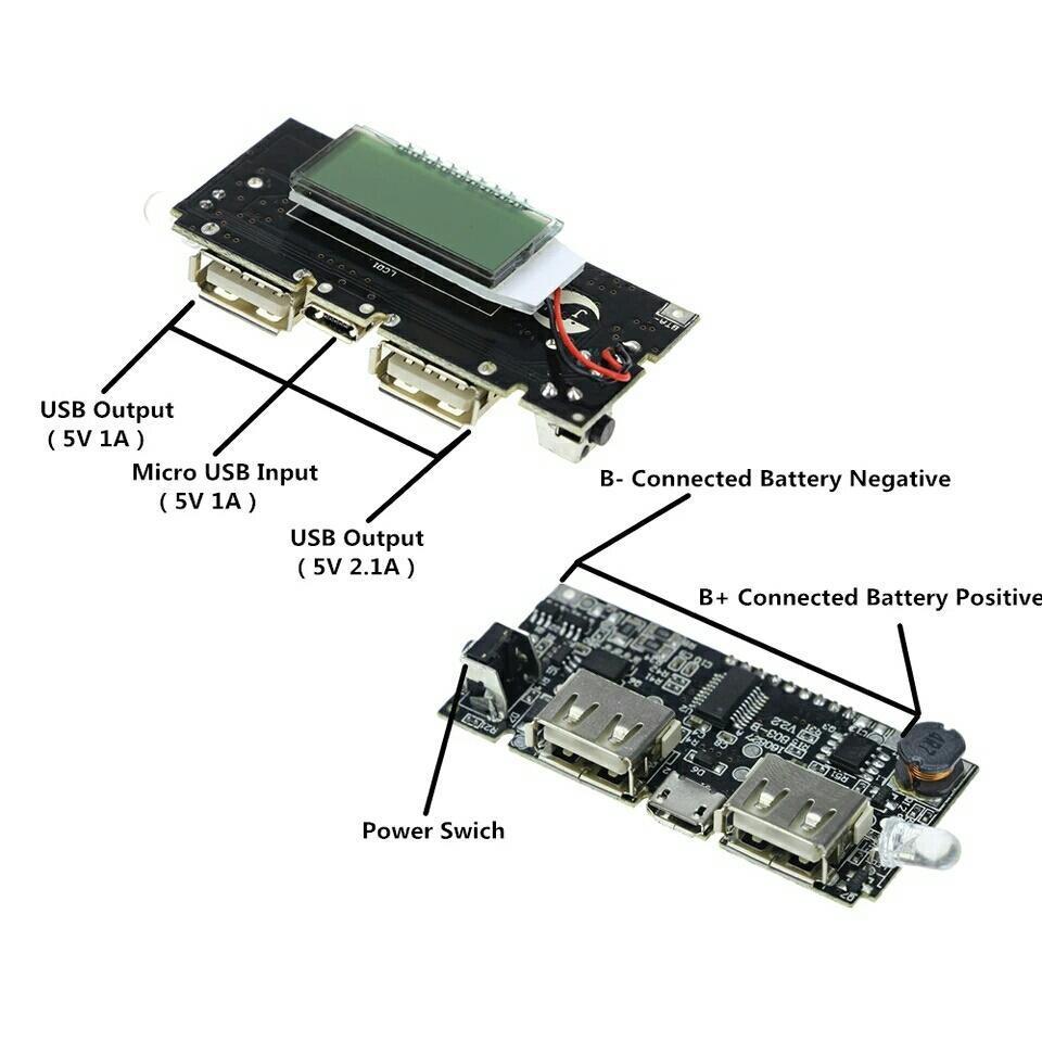 Dual USB 3.7V to 5V 1A & 2.1A Power Bank First Charger Module. 
