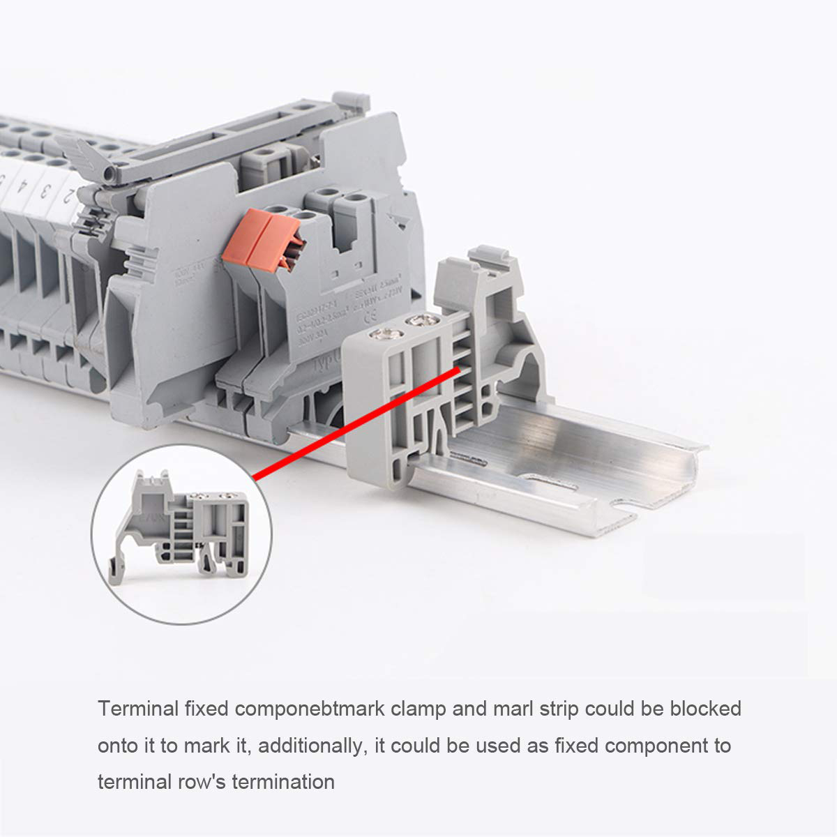 Durable E/Uk Din Rail Terminal Blocks End Stopper Bracket Grey,Terminal Block Connector(Pack Of 100). 