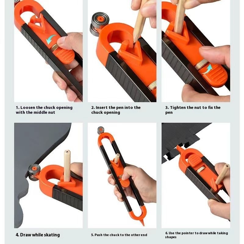 Scribe take shape artifact new contour gauge tile carpentry tool book tile irregular multi-function radian ruler. 