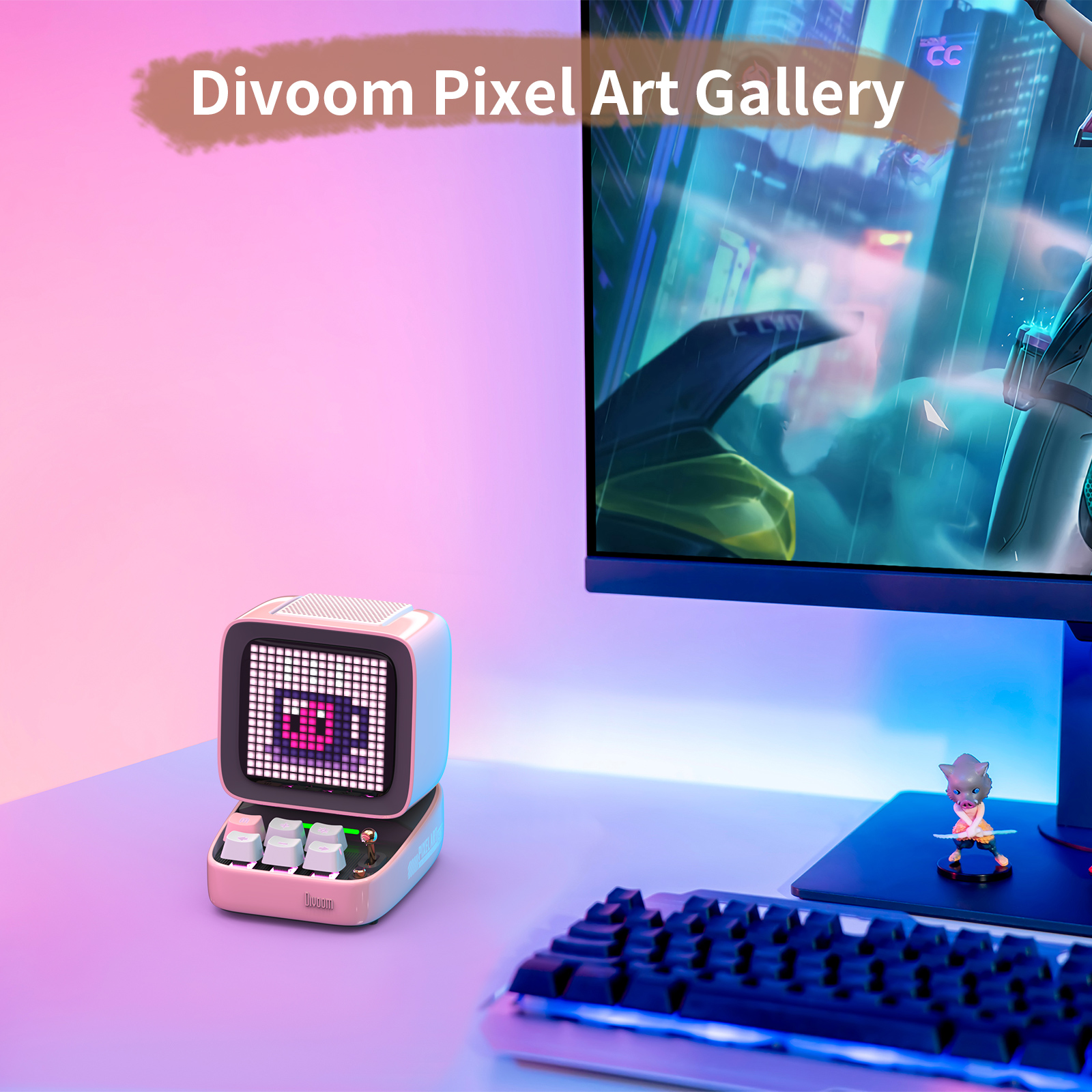 Divoom Ditoo-Pro Portable Bluetooth Speaker Retro Pixel Art Alarm Clock DIY LED Display Board, Cute Gift Home Light Decoration. 
