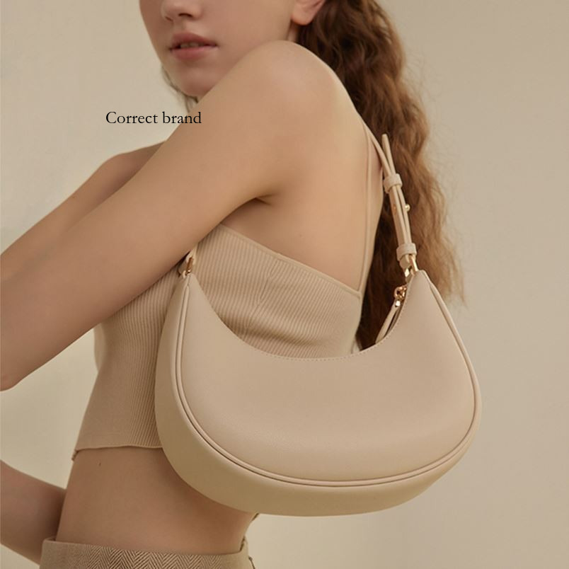 PU Spring Summer Simple Underarm Designer Single Shoulder Niche Baguette Women's Crossbody Bag New Half Moon_voghion.com