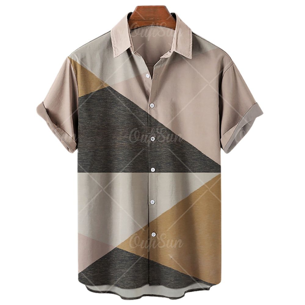 2022 Summer Hawaiian Men's Shirts Colorful Striped 3d Printed Shirts For Men Beach Casual Tee Shirt Men Large Size Tops Camicias. 