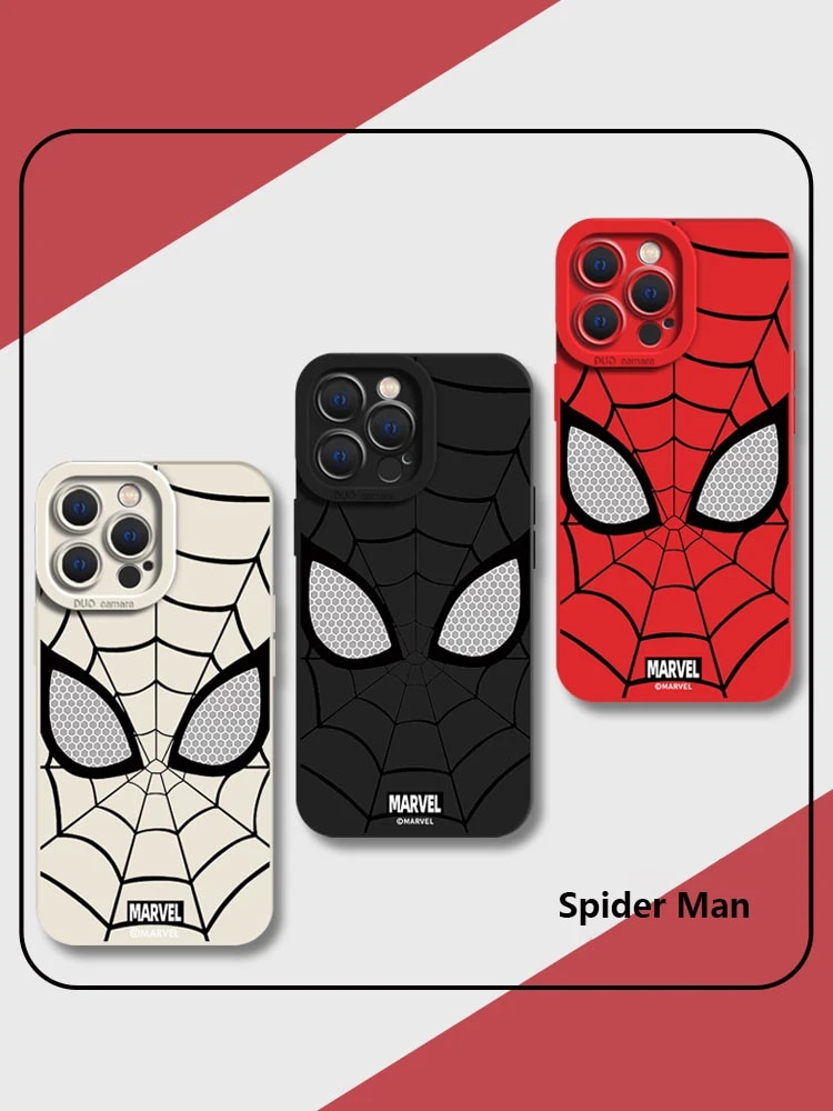 Marvel Spider Man Plain Multistep Phone Case for iPhone 15 Pro Max 14 13 12 11 Pro Max XR XS X 7 8 15 Plus SE2 Soft Cover Etui. 