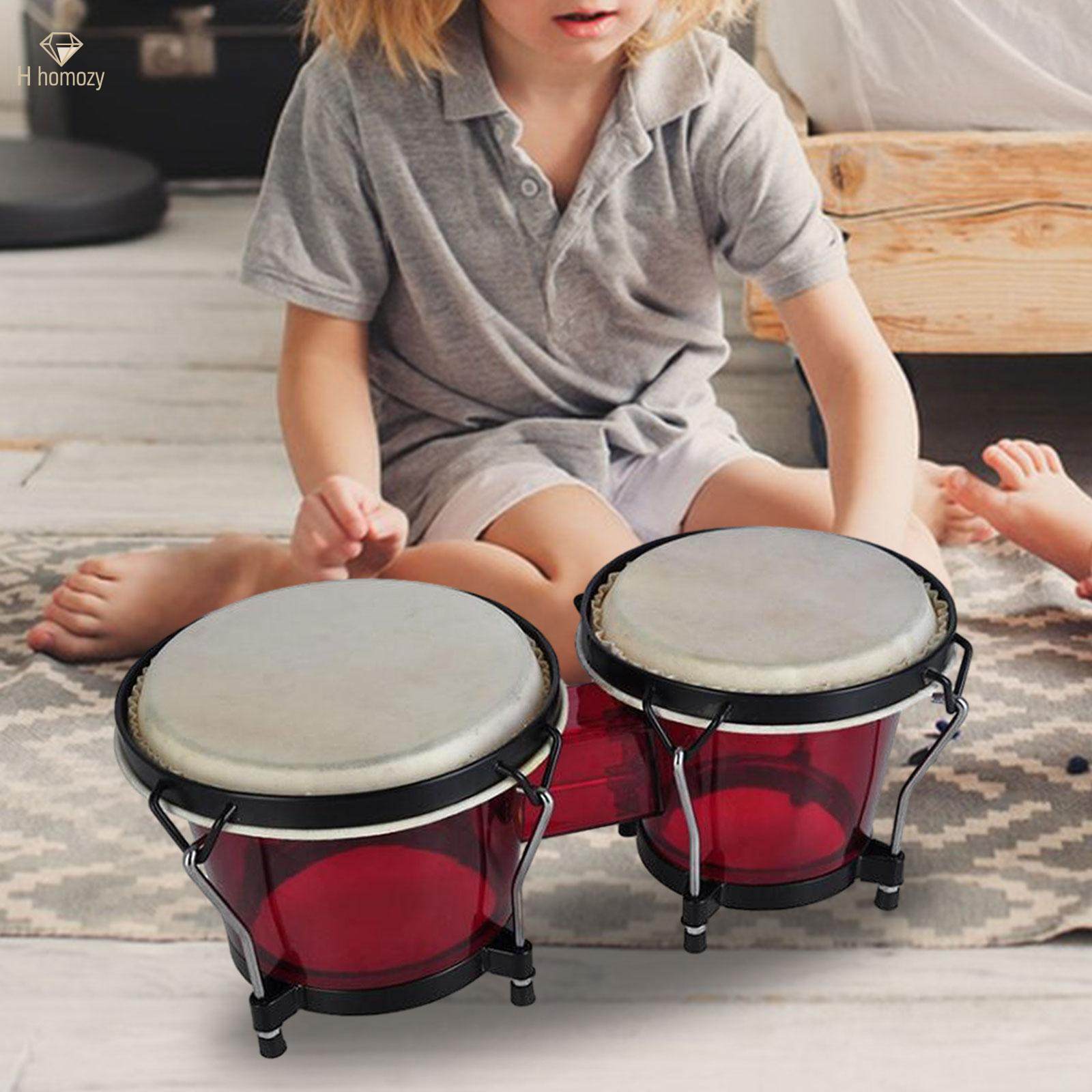 Bongo Drum Set Transparent Bongo Drums 6'' and 7'' Tunable Quality Bongo Drum for