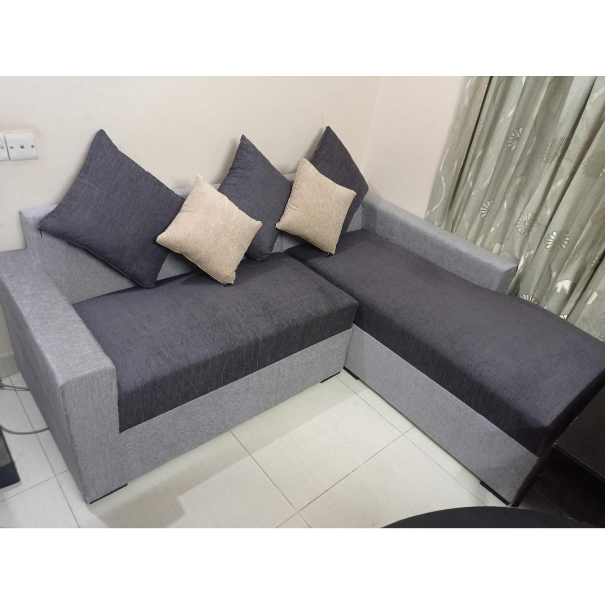 Dark ash color 2+Devin L sofa with cushion set