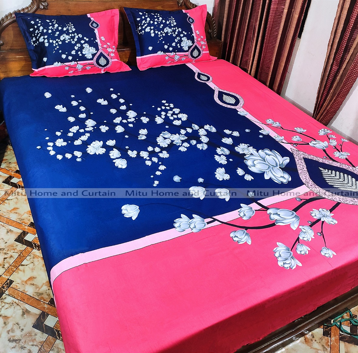 King Size Full Panel Bedsheet With Pillow Cover Chador Set 7.5×8.5 Feet ...