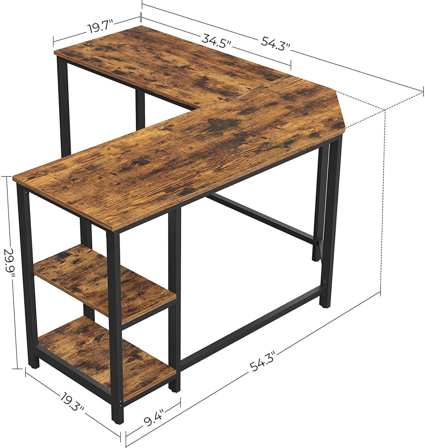 L-Shaped Corner Desk, Space-saving study desk, Table, corner desk, Computer desk. 
