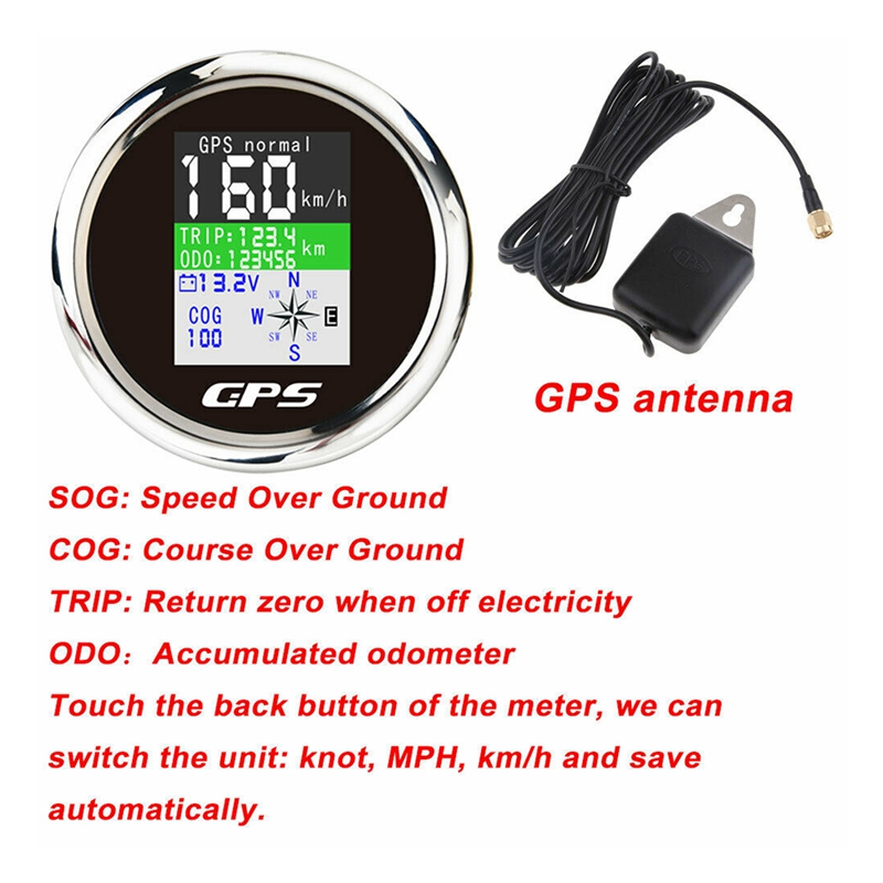 85mm Smart Speedometer Waterproof TFT Screen Digital Tachometer Odometer with Antenna for Car Boat Motorcycle. 