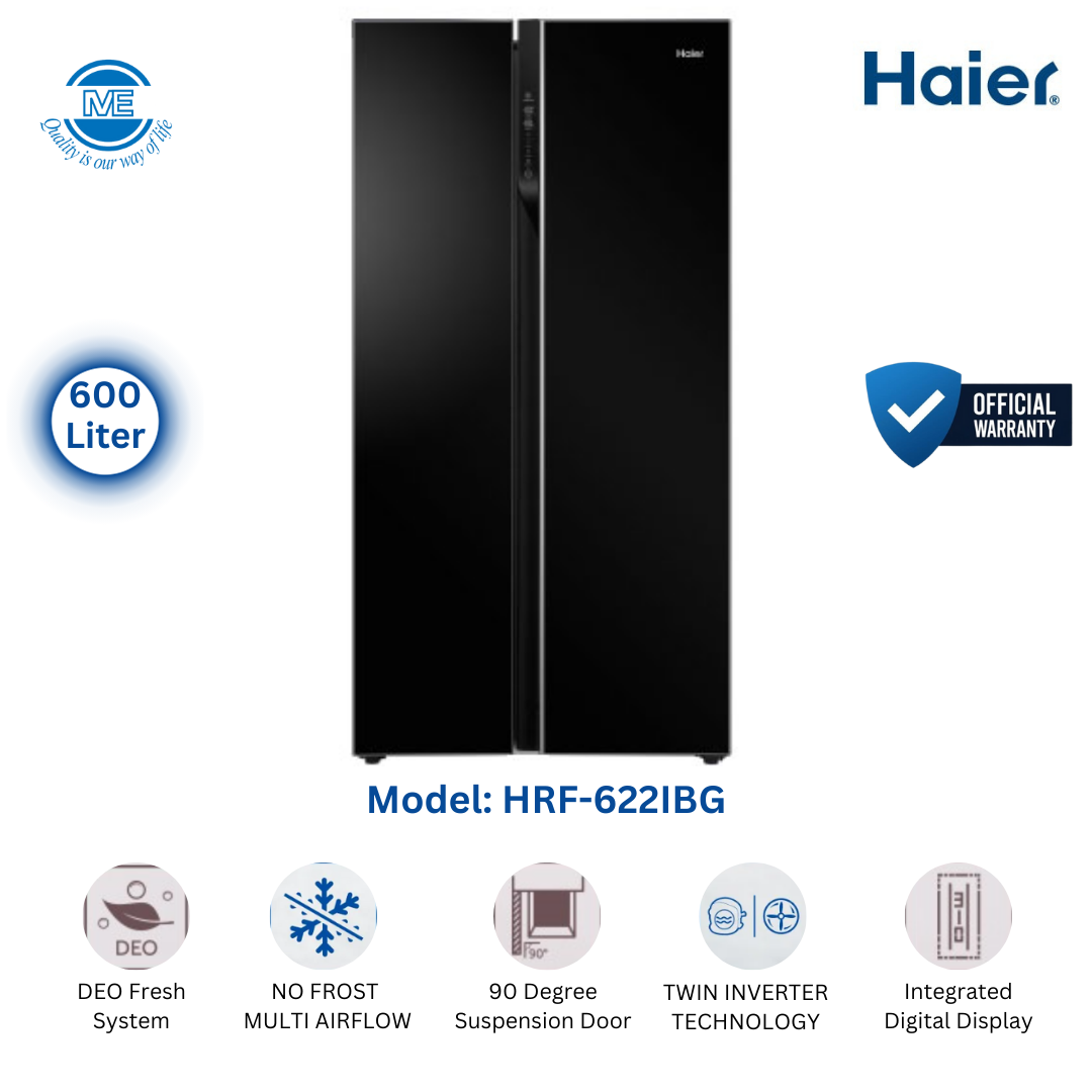 HAIER 600 Liter Side-by-Side No Frost Refrigerator With Twin Inverter Technology | HRF-622IBG