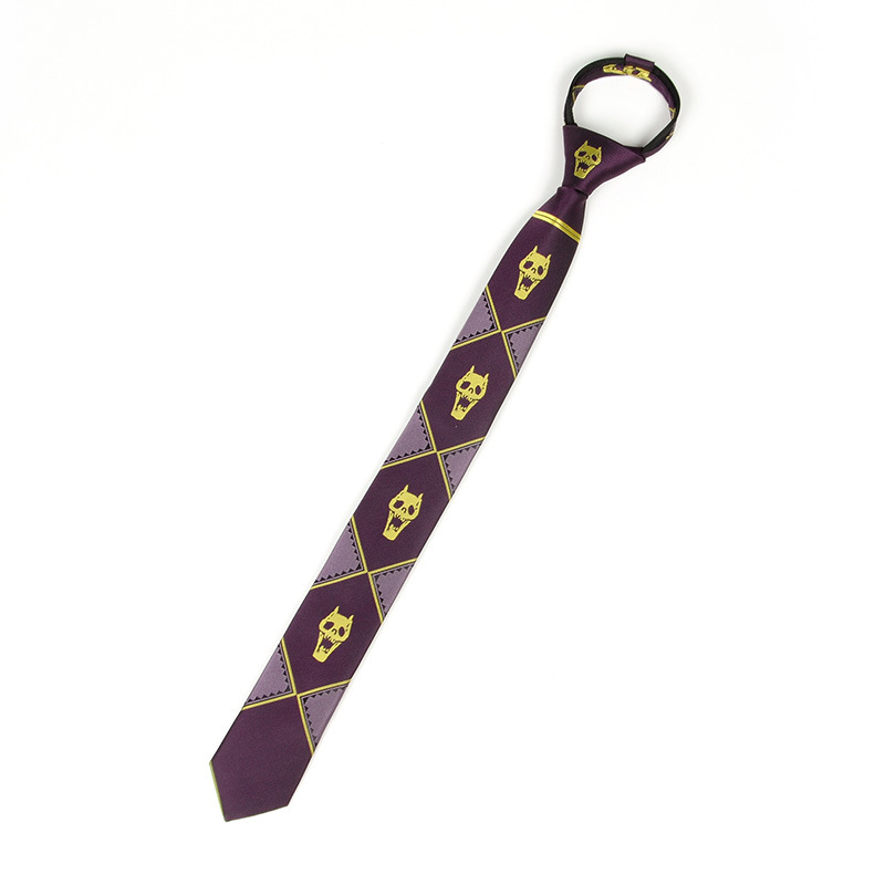 Japanese version of JOJO tie Kira Yoshikage Bizarre Adventure Skull Black Lazy Zipper Tie Men's Hand Punch. 