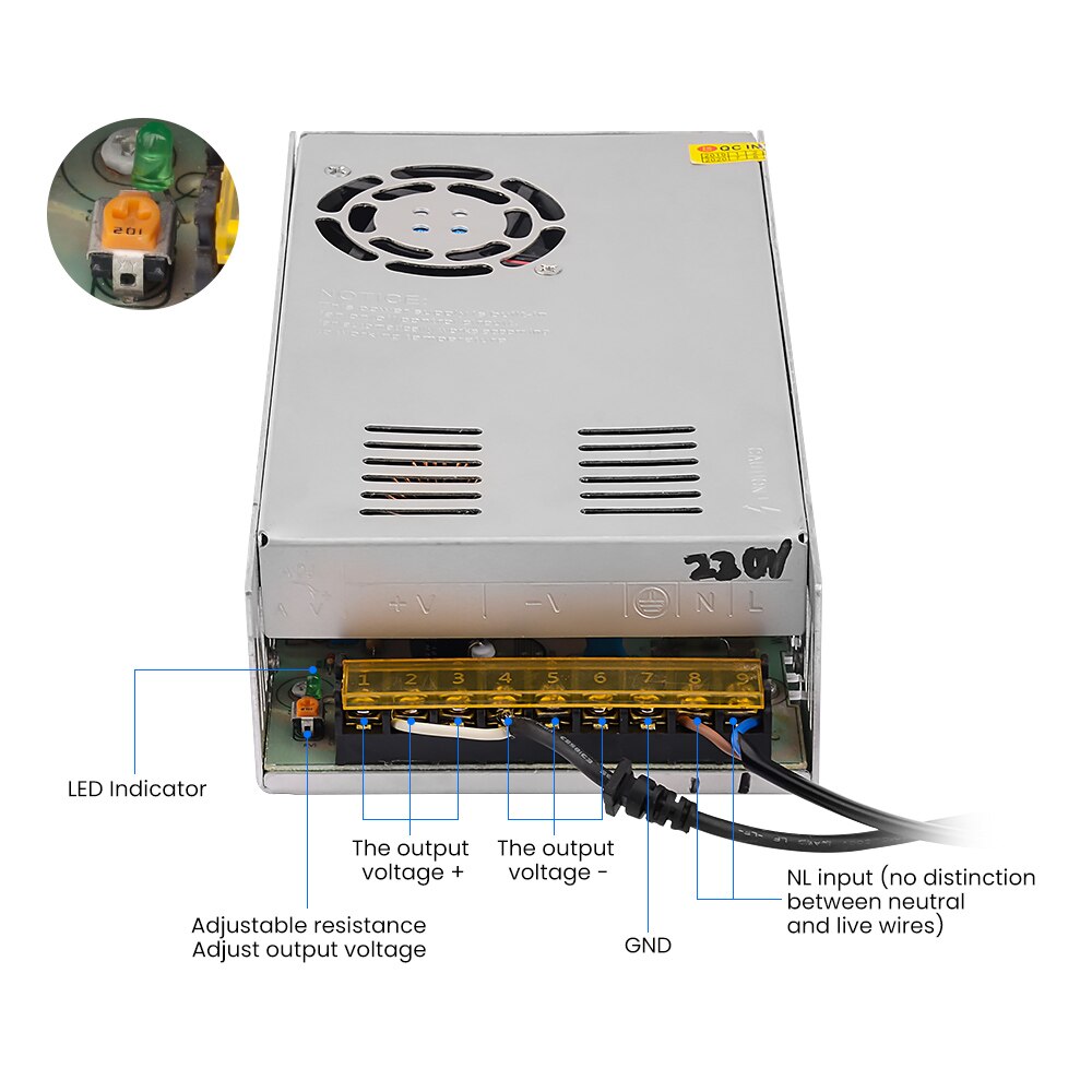 Amplifier DC 48V Switching Power Supply Transformer AC110V-220V to 48V 7.5A Source Adapter Driver for TPA3255 Amplifiers DIY - 220V EU Plug. 