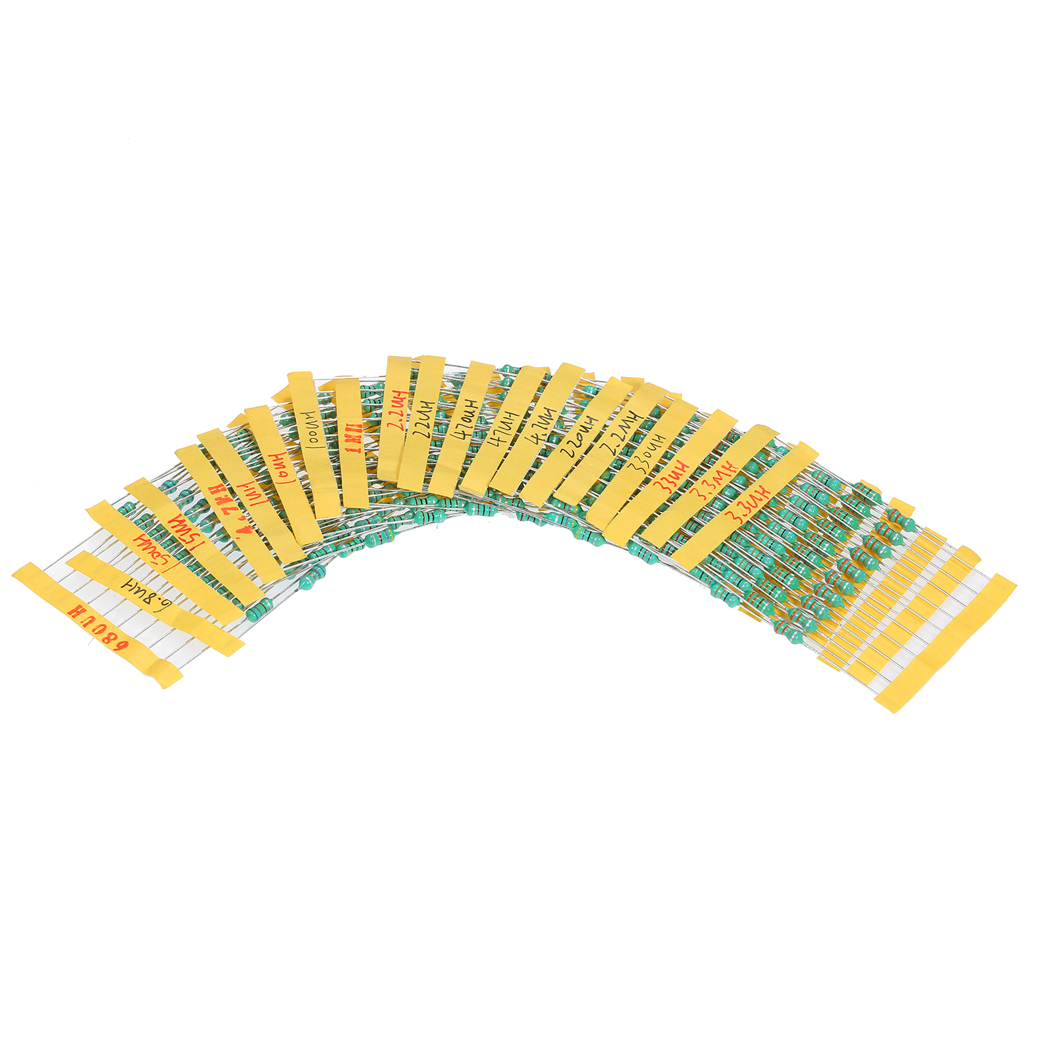 KOGEEK 200Pcs φ0510 DIP Chromatic Ring Inductor Assortment Kit Set Tolerance ±10% Power 1W 20 Inductance 1/10/100/2.2/22/220/3.3/33/330/4.7/47/470/6.8/680/15/150μH 1/2.2/3.3/4.7MH. 